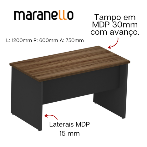 Mesa Reta Pé Painel - MDP 30mm - 1200mm x 600mm x 750mm M30 MARANELLO